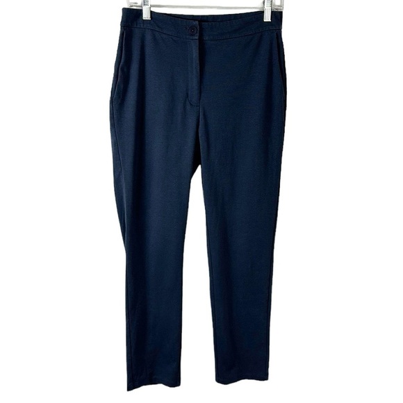 Eileen Fisher Stretch Ponte Ankle Pant Women's S Blue Zip Closure Straight Leg - Picture 2 of 11